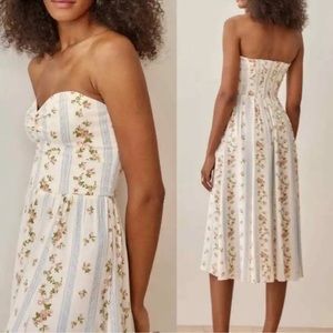 Reformation Amyeline Strapless Midi Dress in Surrey Size 10